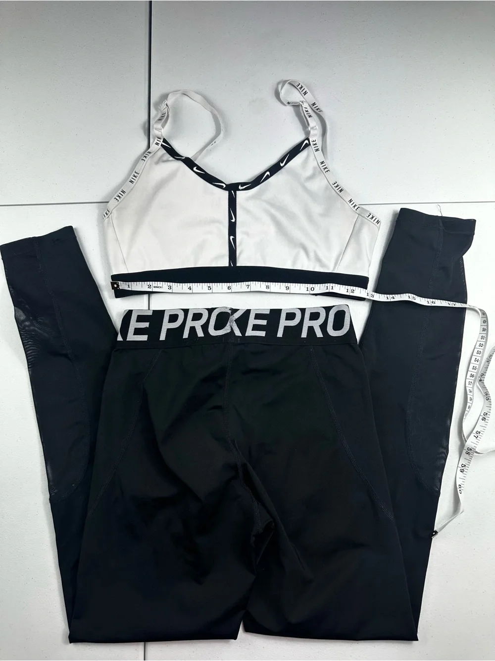 Nike Women's Black Leggings with White Sports Bra
